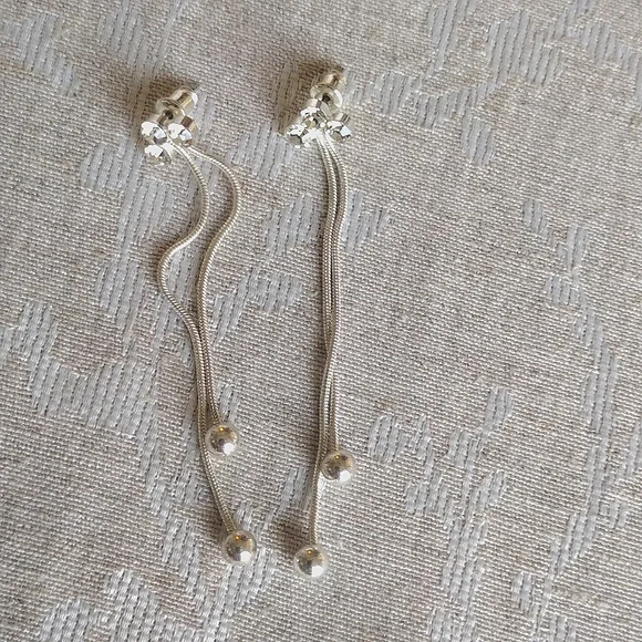 Silver Sparkly and Dangly Earrings - Picture 2 of 2